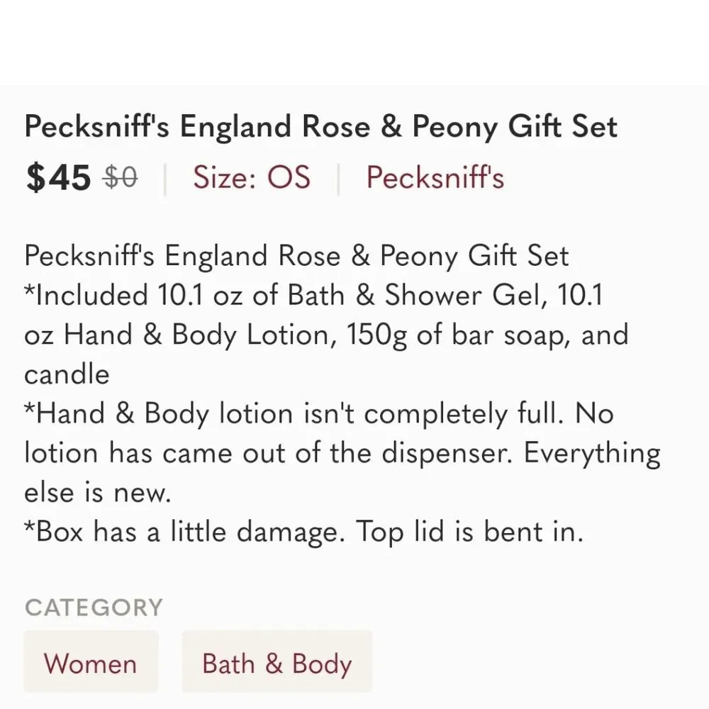 Peckersniff's England  Rose and Peony Gift Set